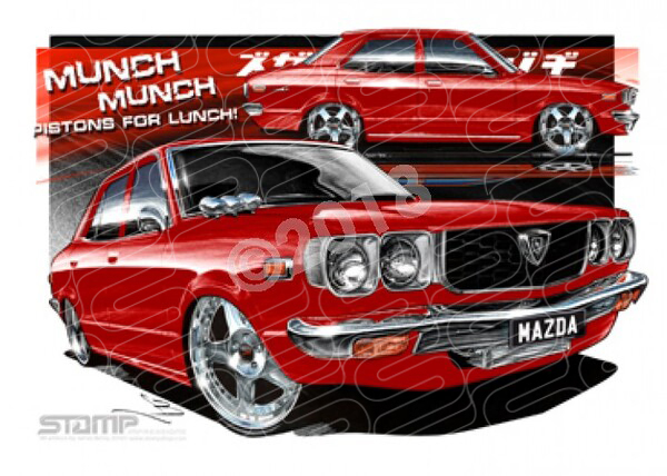 Imports Mazda RX3 RED A3 FRAMED PRINT (S012I)