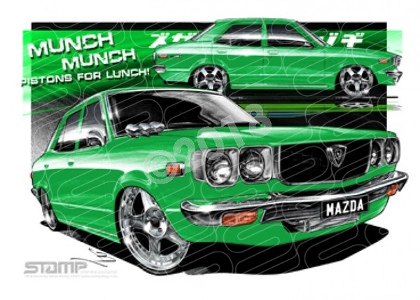 Imports Mazda RX3 GREEN A3 FRAMED PRINT (S012G)