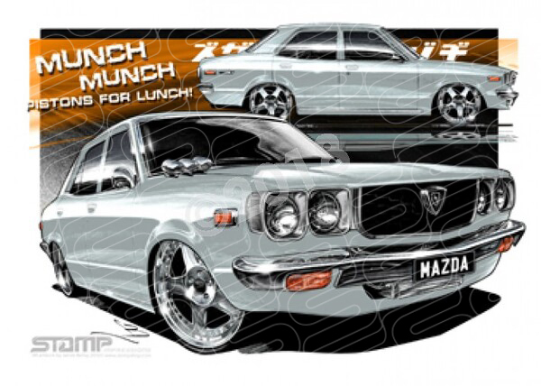 Imports Mazda RX3 SILVER A3 FRAMED PRINT (S012D)