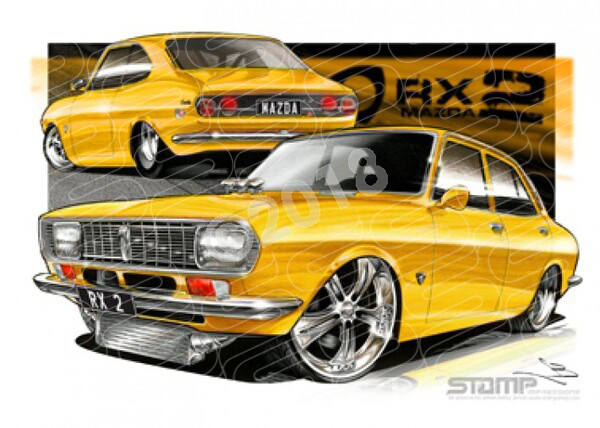 Imports Mazda RX2 YELLOW A3 FRAMED PRINT (S010G)