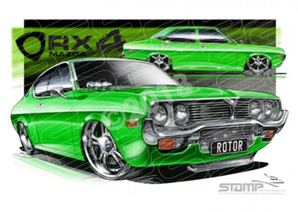Imports Mazda RX4 GREEN A3 FRAMED PRINT (S009A)