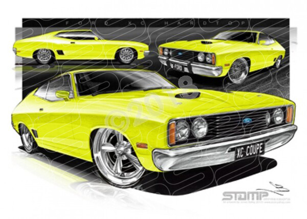 Ford Coupe XC XC COUPE PINE LIME A3 FRAMED PRINT (FT226D)