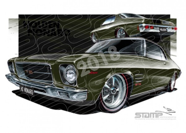 Holden Monaro HQ MONARO MONTEREY GREEN A3 FRAMED PRINT (HC79C)