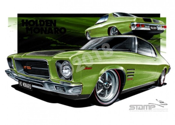 Holden Monaro HQ MONARO LIME GREEN A3 FRAMED PRINT (HC79F)