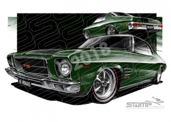 Holden Monaro HQ MONARO BALMORAL GREEN A3 FRAMED PRINT (HC79G)