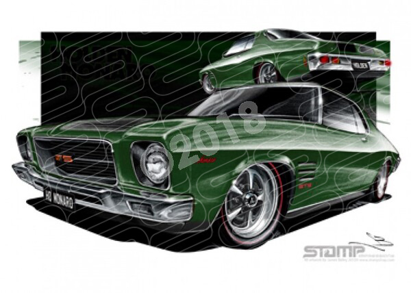 Holden Monaro HQ MONARO BLACKWATCH GREEN A3 FRAMED PRINT (HC79H)