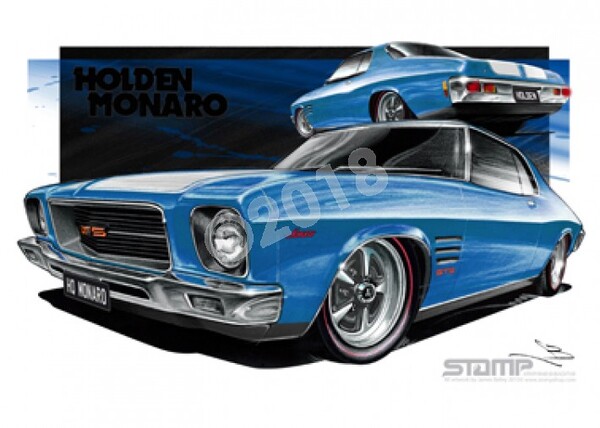 Holden Monaro HQ MONARO AZURE BLUE A3 FRAMED PRINT (HC79Q)