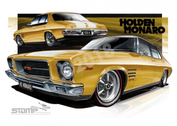 HOLDEN MONARO HQ GTS4 SUNBURST A3 FRAMED PRINT (HC258B)