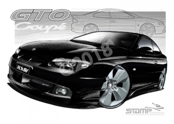 HSV Coupe GTO LE PHANTOM BLACK A3 FRAMED PRINT (V165)