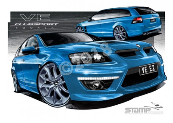 HSV Wagon E2 TOURER WAGON VOODOO BLUE A3 FRAMED PRINT (V223)