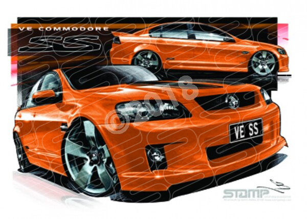 Holden Commodore VE SS WILDFIRE STRIPE A3 FRAMED PRINT (HC314A)