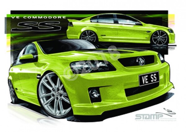 Holden Commodore VE SS CRUNCH STRIPE & 20 A3 FRAMED PRINT (HC315C)
