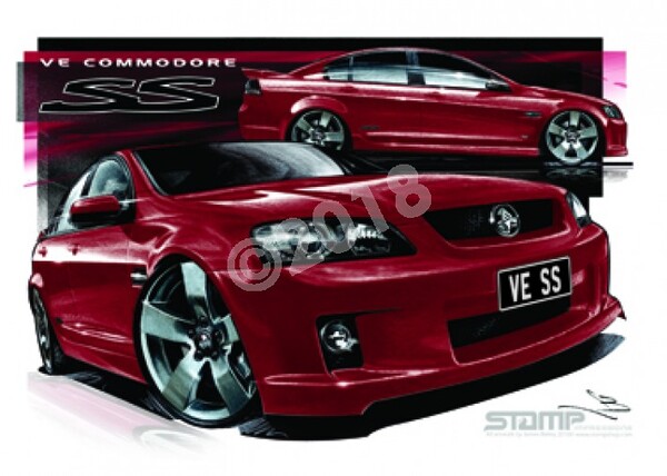 Holden Commodore VE SS RED PASSION A3 FRAMED PRINT (HC316)
