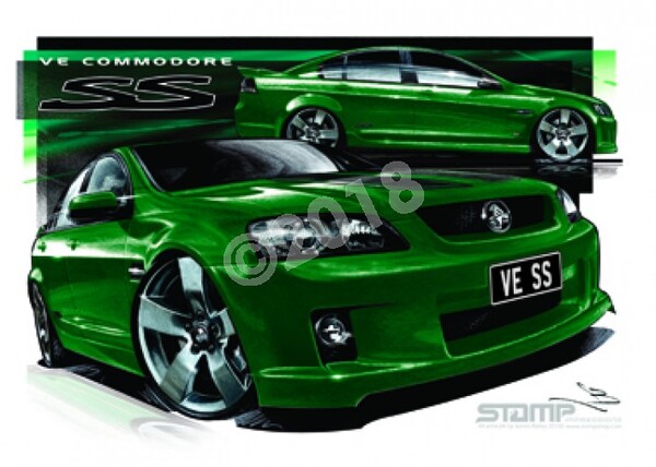 Holden Commodore VE SS POISON IVY STRIPE A3 FRAMED PRINT (HC317A)
