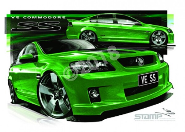 Holden Commodore VE SS ATOMIC STRIPE A3 FRAMED PRINT (HC319A)