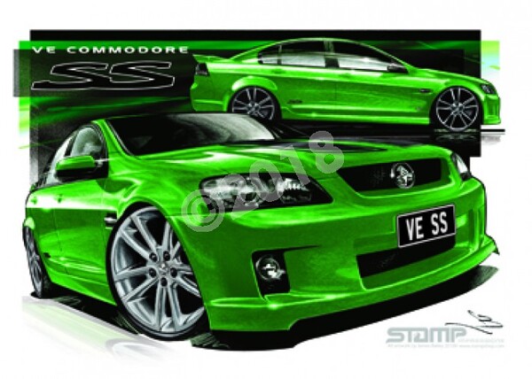 Holden Commodore VE SS ATOMIC STRIPE & 20 A3 FRAMED PRINT (HC319C)