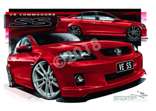 Holden Commodore VE SS REDHOT 20 A3 FRAMED PRINT (HC320B)