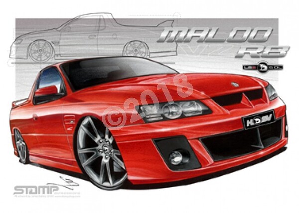 HSV Maloo VZ VZ MALOO R8 UTE RED HOT A3 FRAMED PRINT (V101)