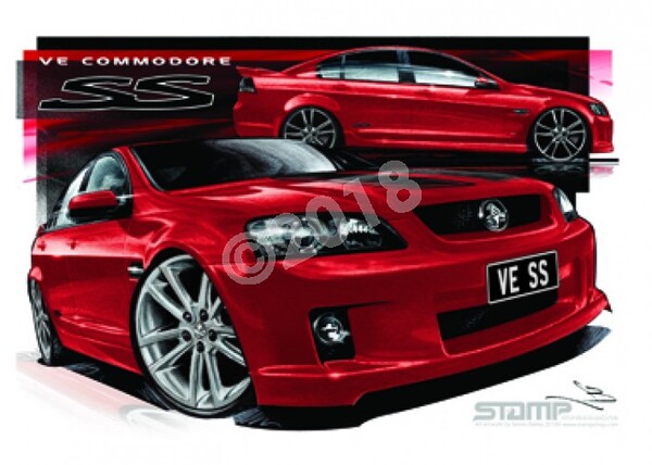Holden Commodore VE SS REDHOT STRIPE & 20 A3 FRAMED PRINT (HC320C)