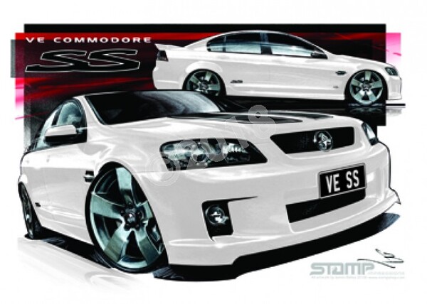 Holden Commodore VE SS HERON STRIPE A3 FRAMED PRINT (HC323A)