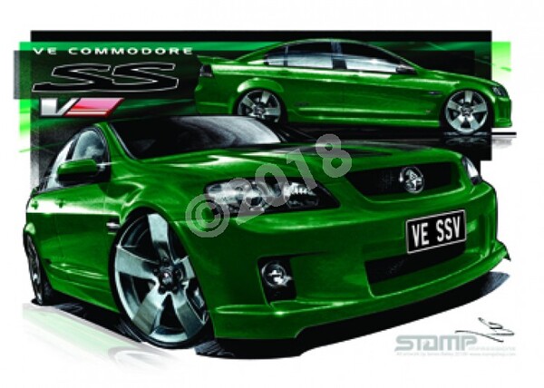 Holden Commodore VE SSV POISON IVY STRIPE A3 FRAMED PRINT (HC327A)