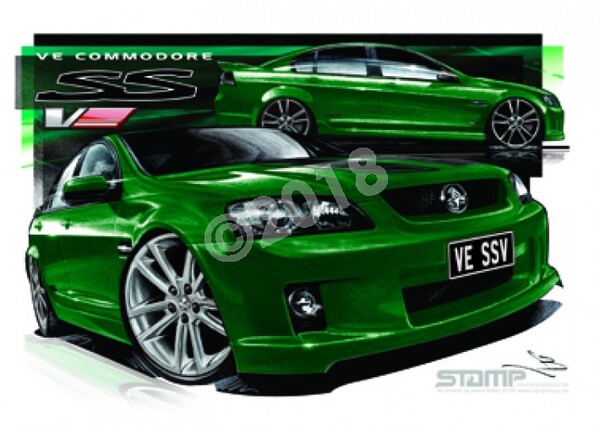 Holden Commodore VE SSV POISON IVY STRIPE & 20 A3 FRAMED PRINT (HC327C)