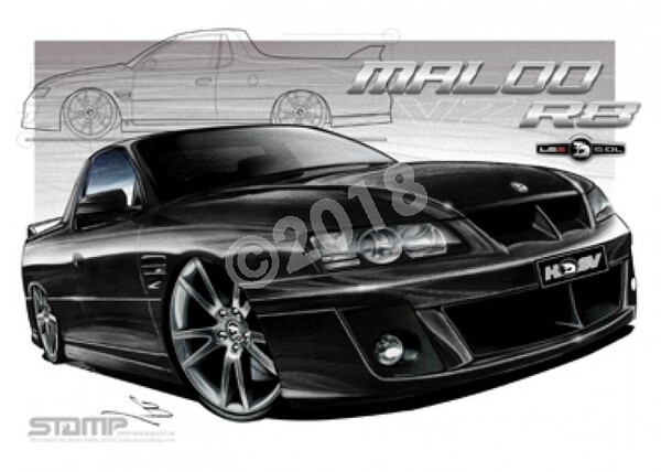 HSV Maloo VZ VZ MALOO R8 UTE PHANTOM BLACK A3 FRAMED PRINT (V104)