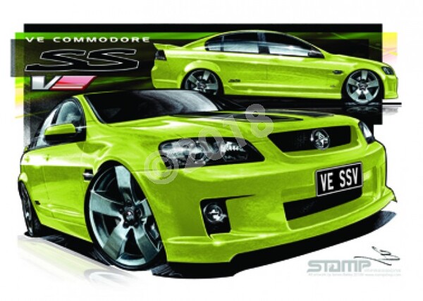 Holden Commodore VE SSV CRUNCH STRIPE A3 FRAMED PRINT (HC330A)