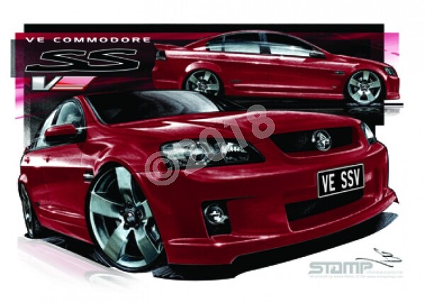 Holden Commodore VE SSV RED PASSION A3 FRAMED PRINT (HC331)