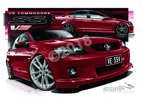 Holden Commodore VE SSV RED PASSION 20 A3 FRAMED PRINT (HC331B)