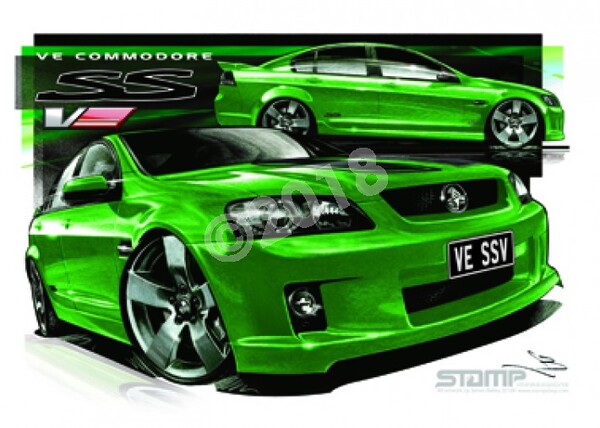 Holden Commodore VE SSV ATOMIC STRIPE A3 FRAMED PRINT (HC333A)