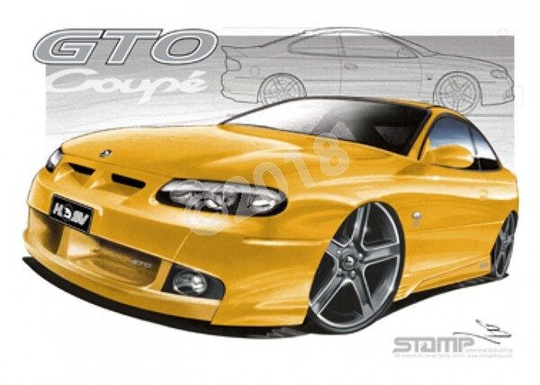HSV Coupe GTO COUPE DEVIL YELLOW A3 FRAMED PRINT (V106)