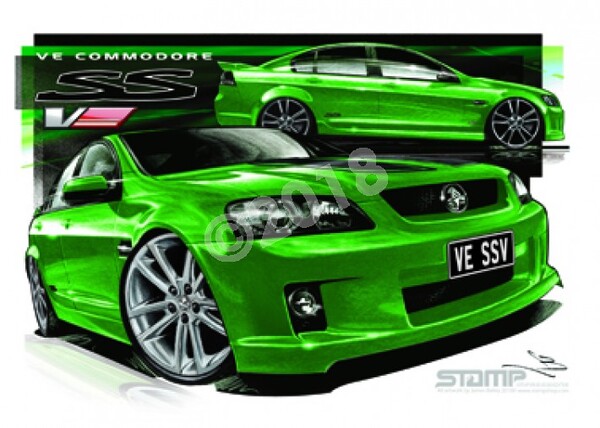 Holden Commodore VE SSV ATOMIC STRIPE & 20 A3 FRAMED PRINT (HC333C)