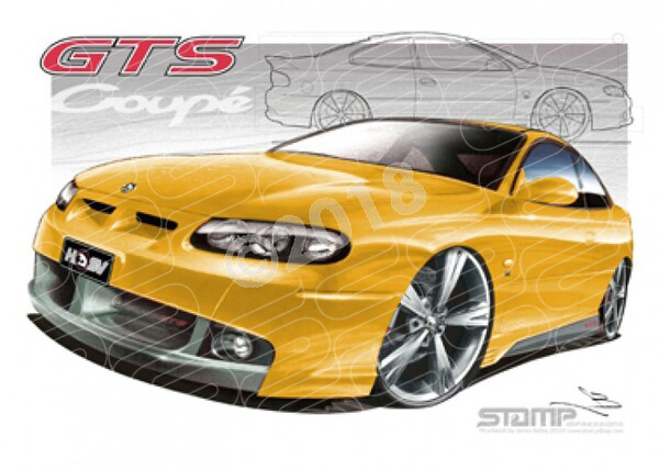HSV Coupe GTS COUPE DEVIL YELLOW A3 FRAMED PRINT (V110)