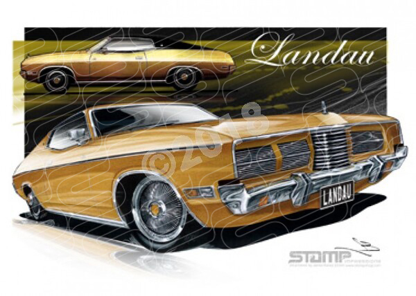 Ford Coupe XC LANDUA COUPE GOLD A3 FRAMED PRINT (FT250)