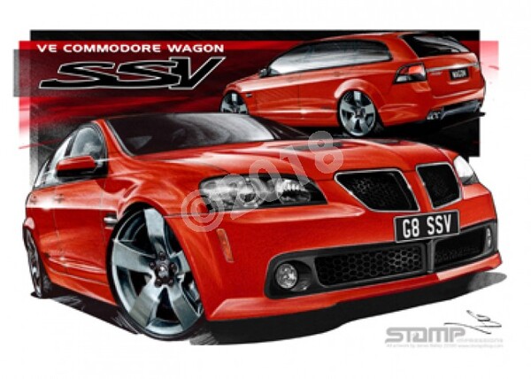 Holden Commodore VE SSV G8 WAGON RED HOT A3 FRAMED PRINT (HC363)