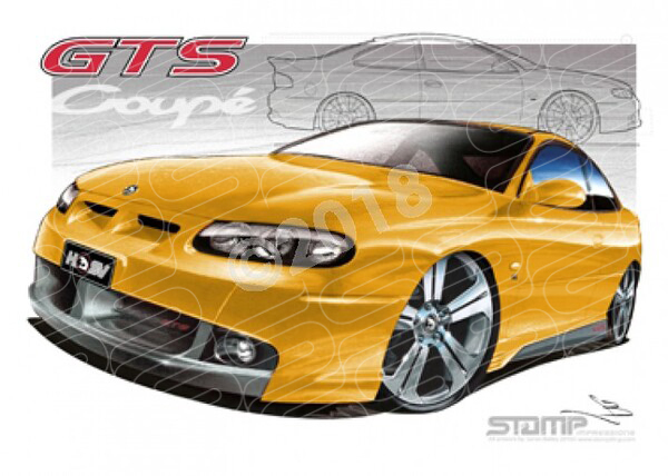 HSV Coupe GTS II COUPE DEVIL YELLOW A3 FRAMED PRINT (V116)