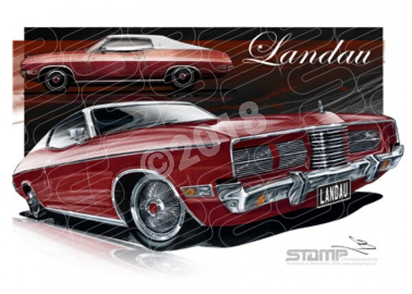Ford Coupe XC LANDUA COUPE PORT WINE A3 FRAMED PRINT (FT251)