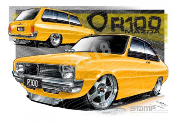 Imports Mazda R100 YELLOW A3 FRAMED PRINT (S008B)