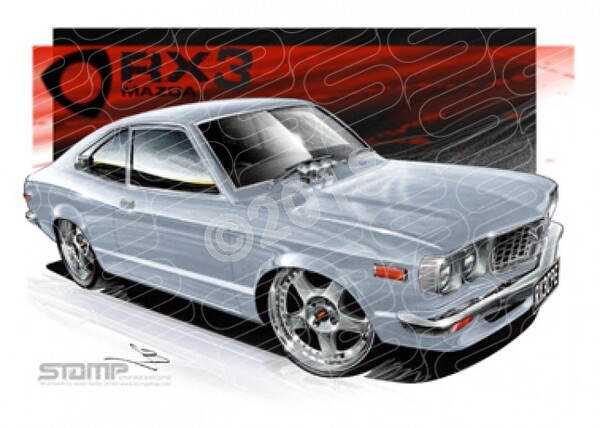 Imports Mazda RX3 CPE SILVER A3 FRAMED PRINT (S007H)