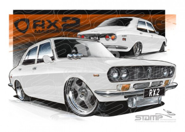 Imports Mazda RX2 WHITE A3 FRAMED PRINT (S013A)