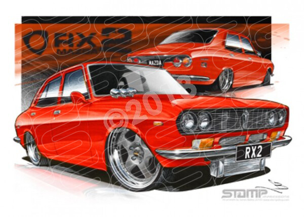 Imports Mazda RX2 RED A3 FRAMED PRINT (S013C)