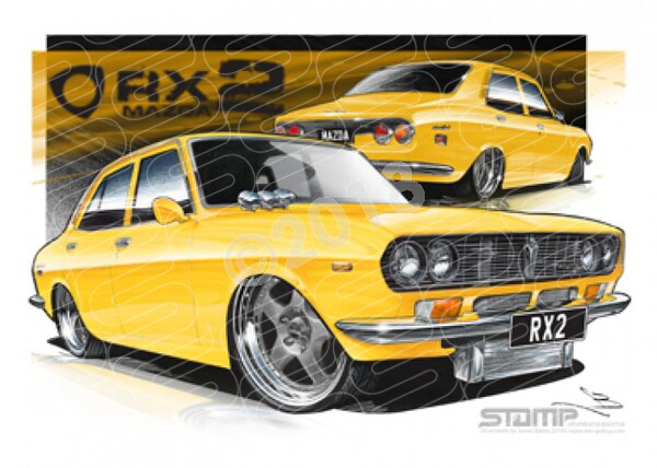 Imports Mazda RX2 YELLOW A3 FRAMED PRINT (S013H)