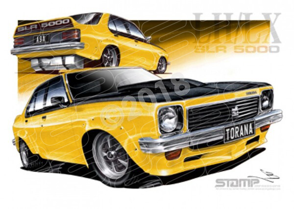 HOLDEN TORANA SLR 5000 A9X CHROME YELLOW A3 FRAMED PRINT (HC52)