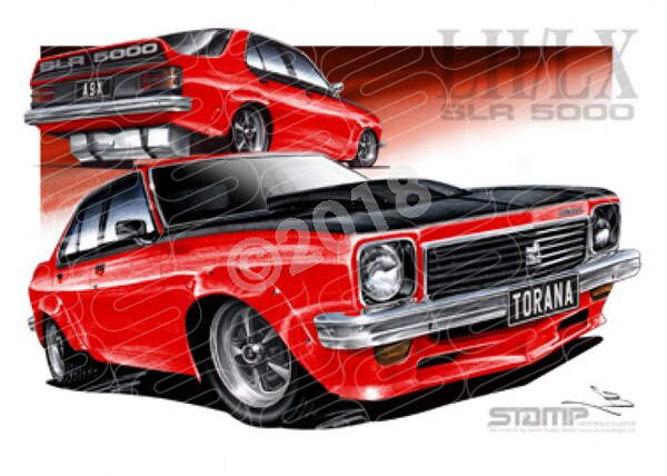 HOLDEN TORANA SLR 5000 A9X SALAMANCA RED A3 FRAMED PRINT (HC53)