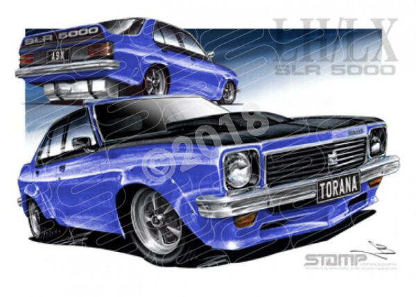 HOLDEN TORANA SLR 5000 A9X ULTRA BLUE A3 FRAMED PRINT (HC54)