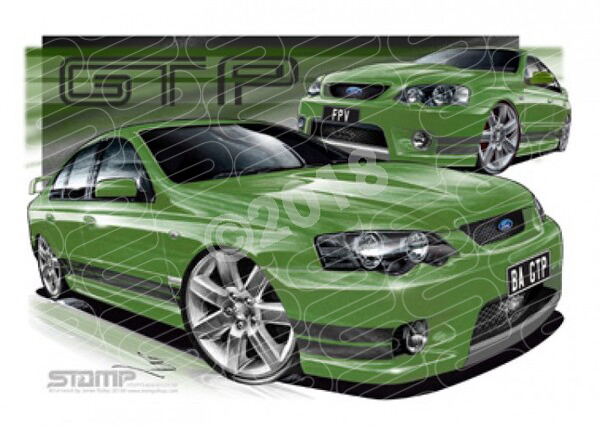 FPV BA GT BA GT-P ENVI BLACK STRIPES A3 FRAMED PRINT (FV010F)