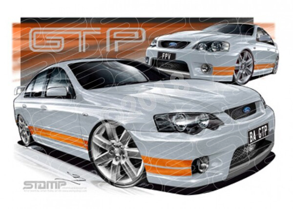 FPV BA GT BA GT-P LIGHTNING STRIKE ORANGE STRIPES A3 FRAMED PRINT (FV010H)