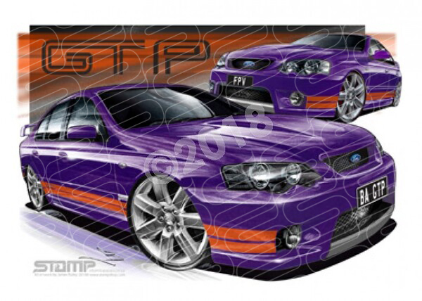 FPV BA GT BA GT-P PHANTOM ORANGE STRIPES A3 FRAMED PRINT (FV010K)