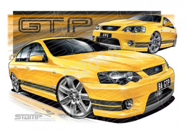 FPV BA GT BA GT-P RAPID BLACK STRIPES A3 FRAMED PRINT (FV010L)